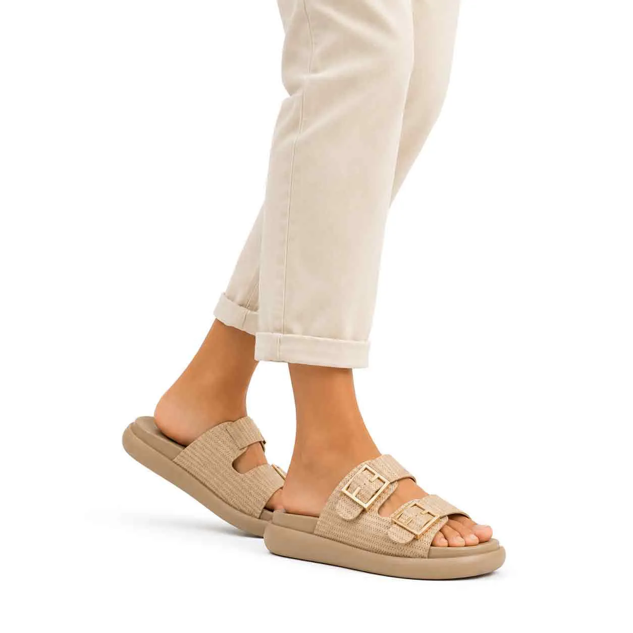Sandale Compense pour femme 8099-2 beige  miniature
